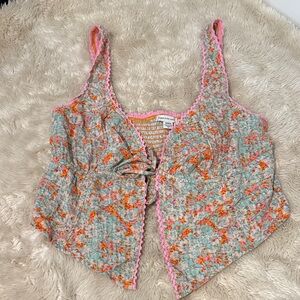 American Eagle Floral Lace-Trimmed Women's Top